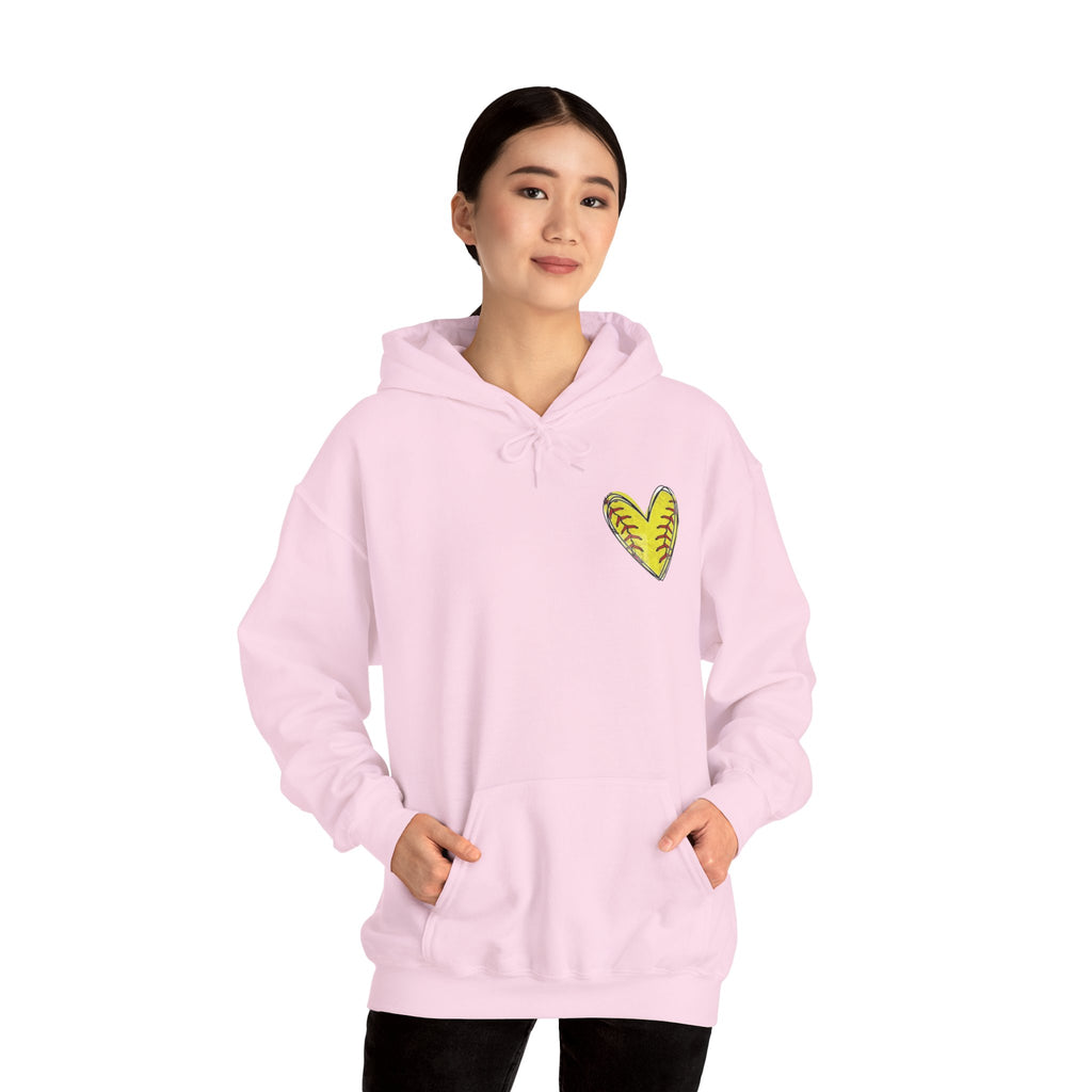 Softball Mom Hoodie - Bandana Heart Design | Rosy Pink Softball Sweatshirt