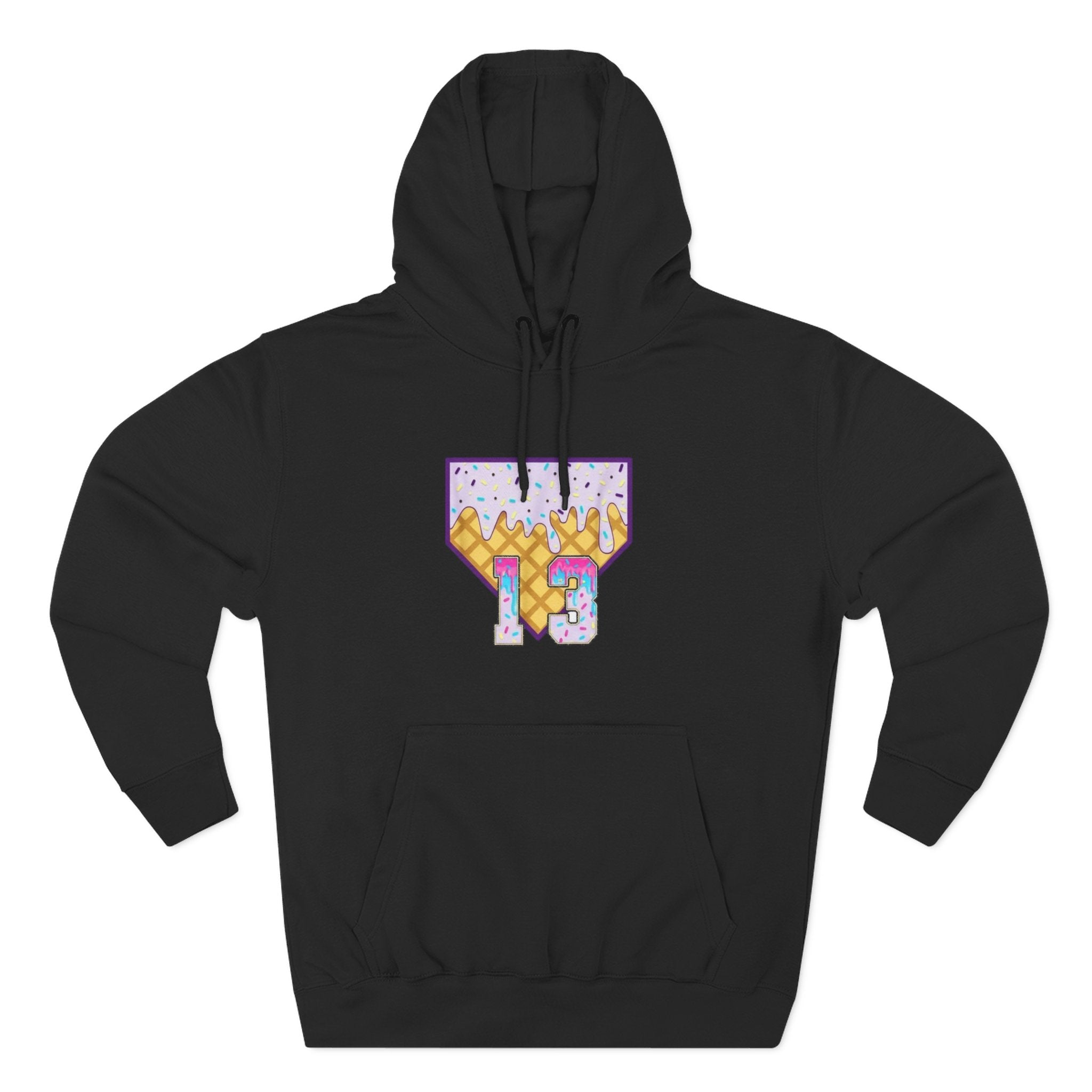 Playful Ice Cream drip numbered Fleece Hoodie - Fun Cozy Gift | Field of Dreams Sports / add your players number