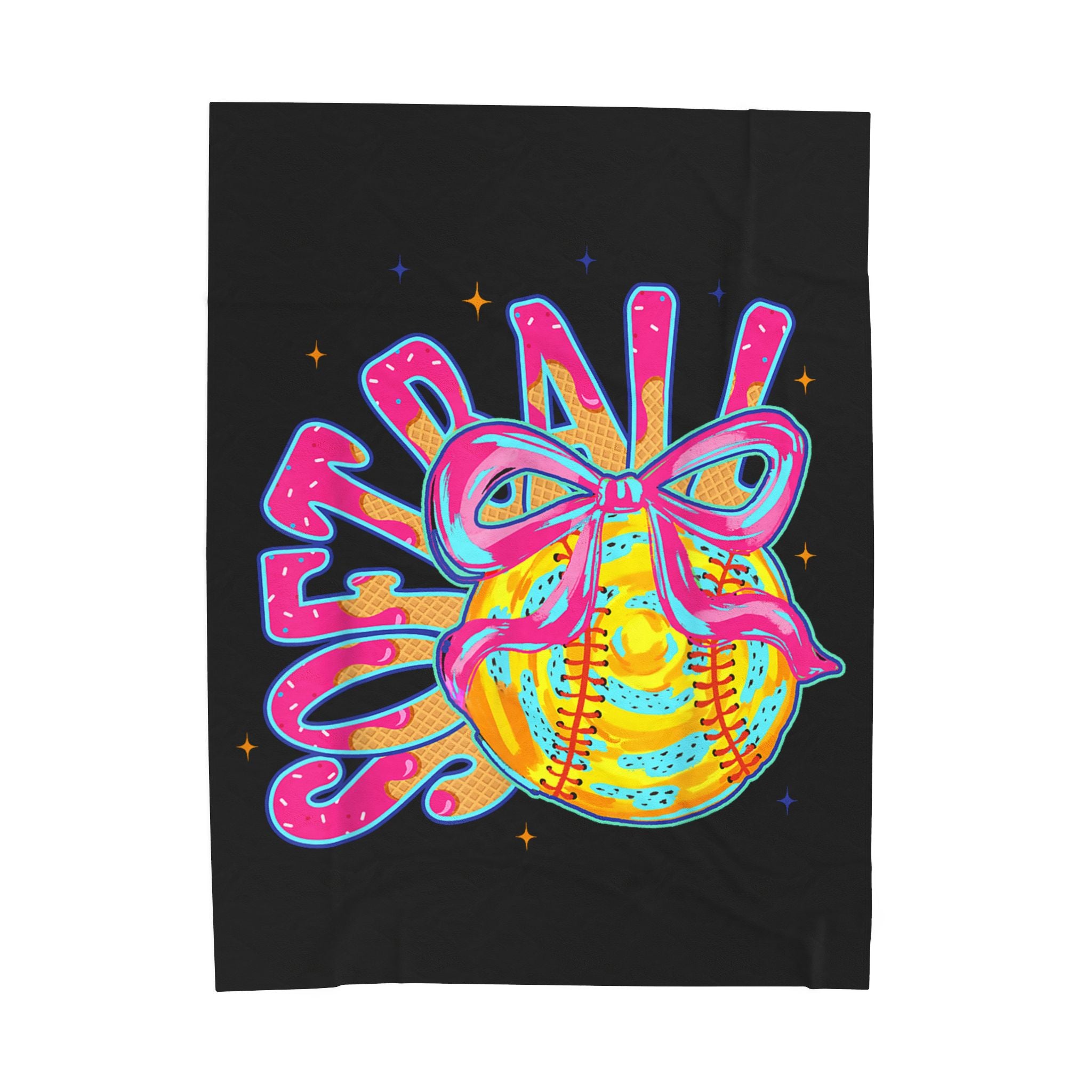 Softball Plush Blanket - Soft Velveteen Throw for Players & Fans