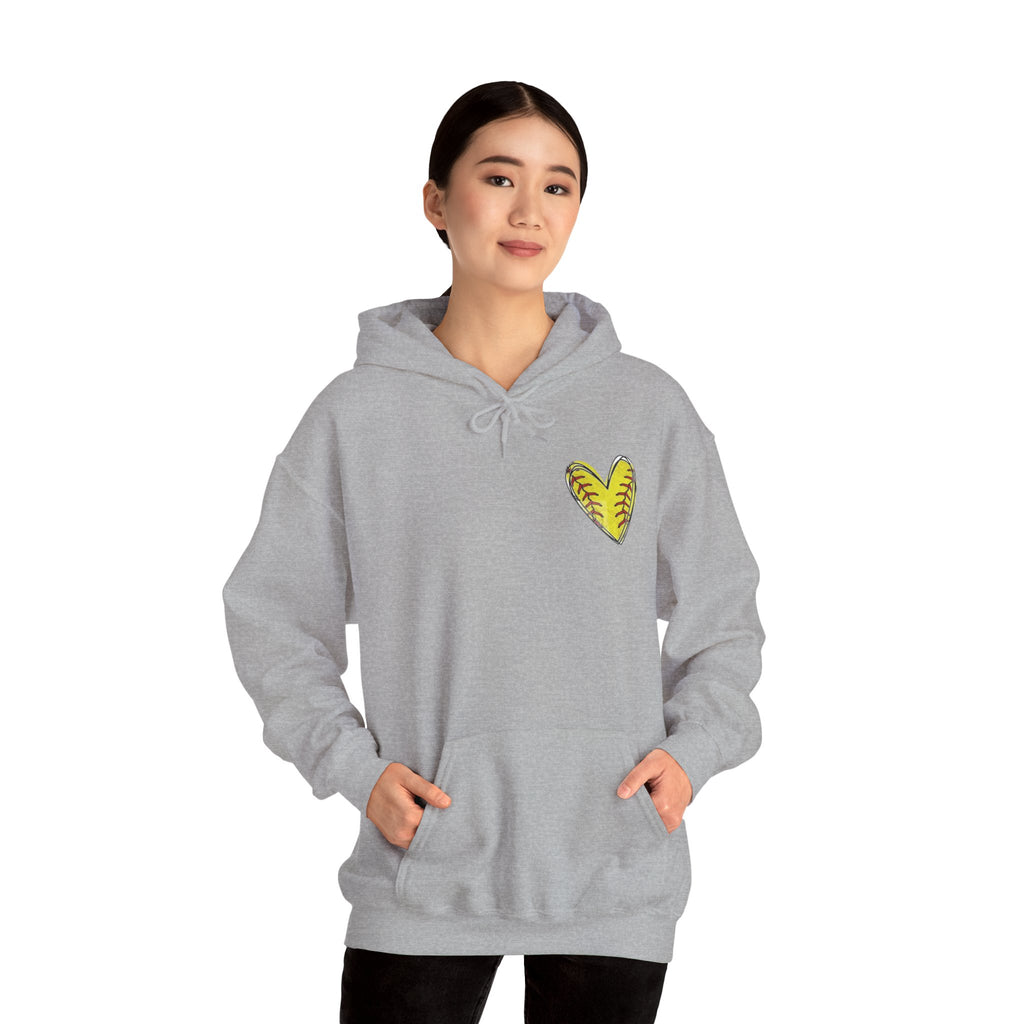 Softball Mom Hoodie - Bandana Heart Design | Rosy Pink Softball Sweatshirt