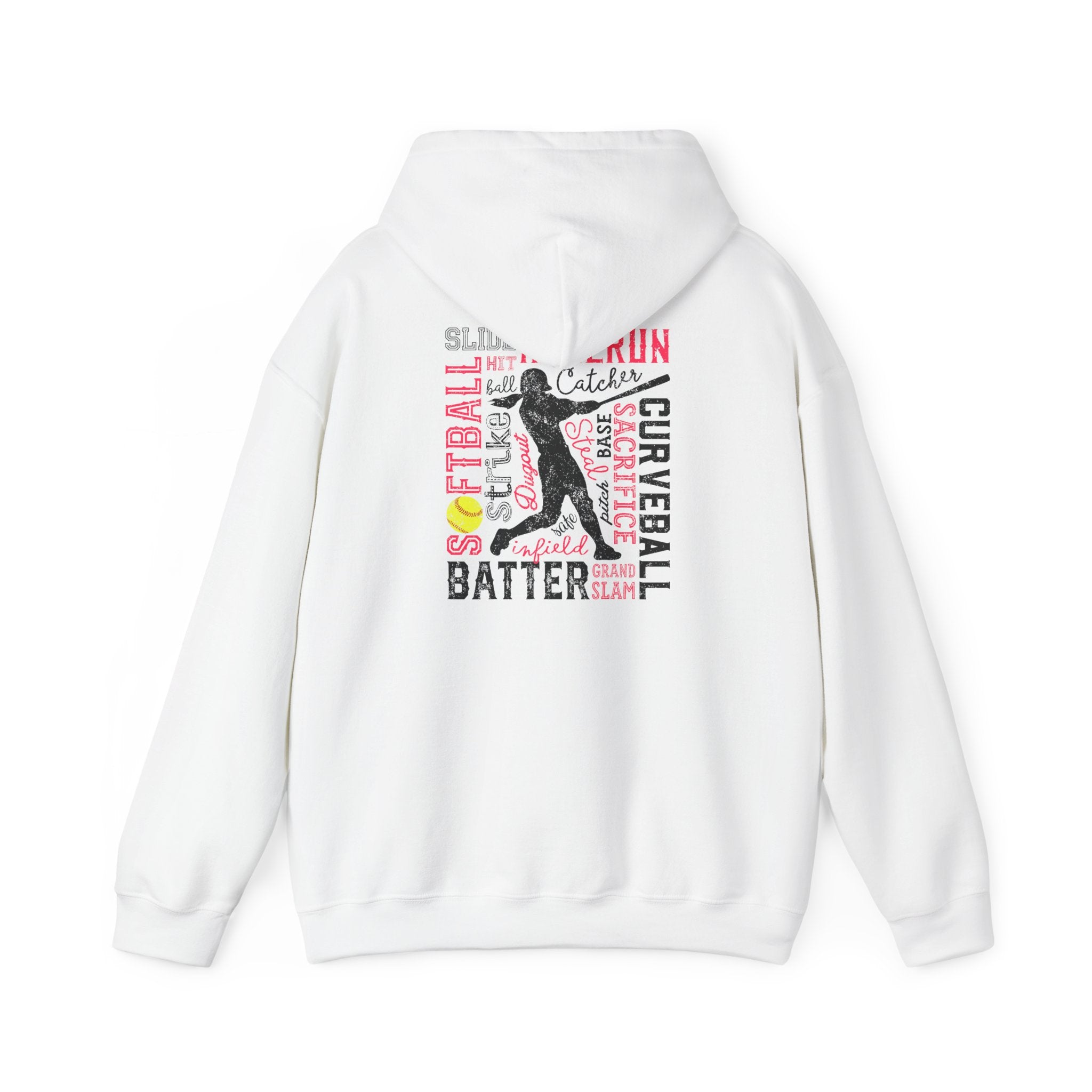 Softball Typography Hoodie - Word Collage Design | Softball Player Sweatshirt
