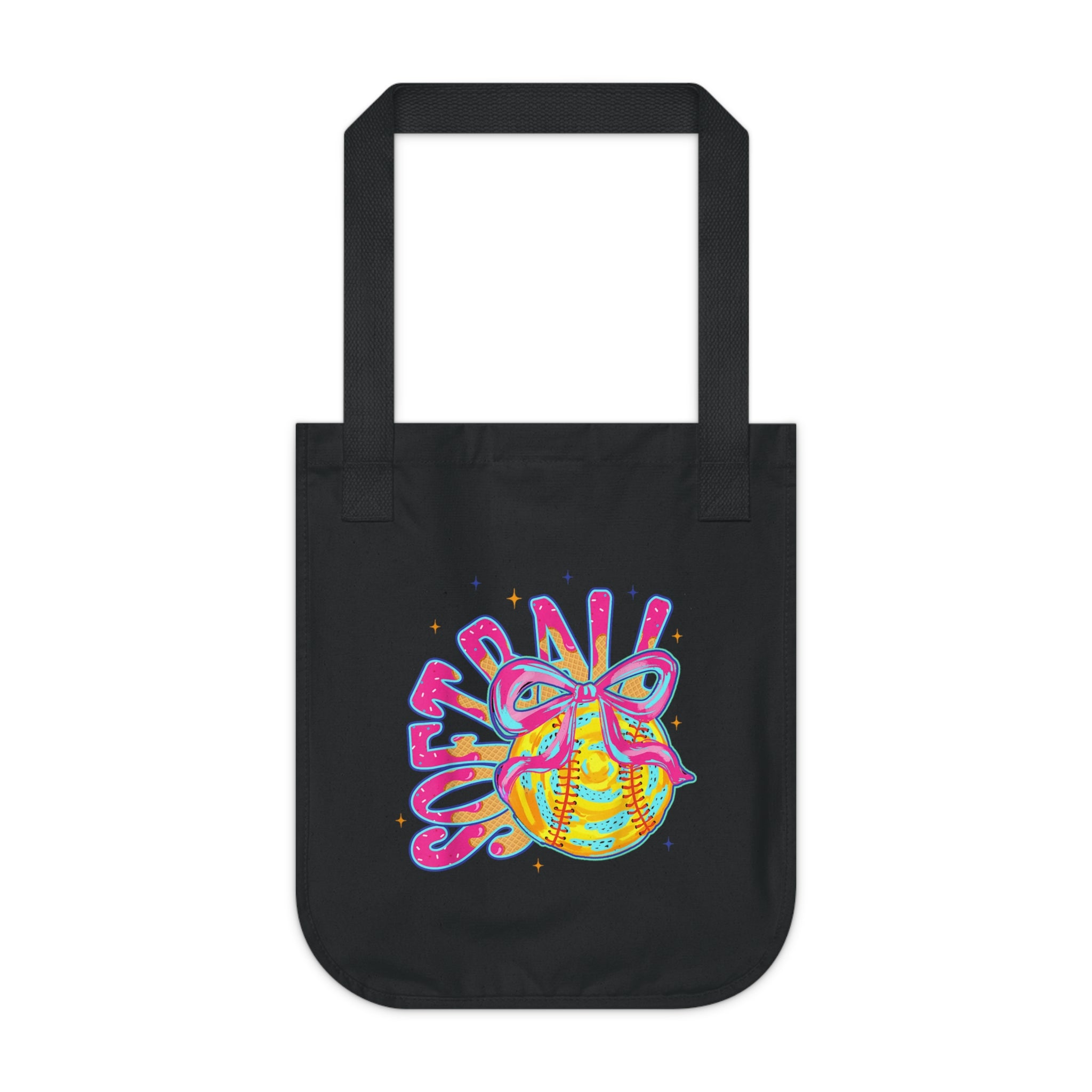 Softball Graphic Organic Canvas Tote Bag - Eco-Friendly Sports Bag