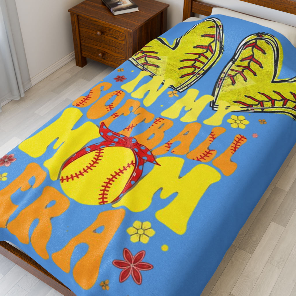 In My Softball Mom Era Blanket - Velveteen Plush Throw | Softball Mom Gift
