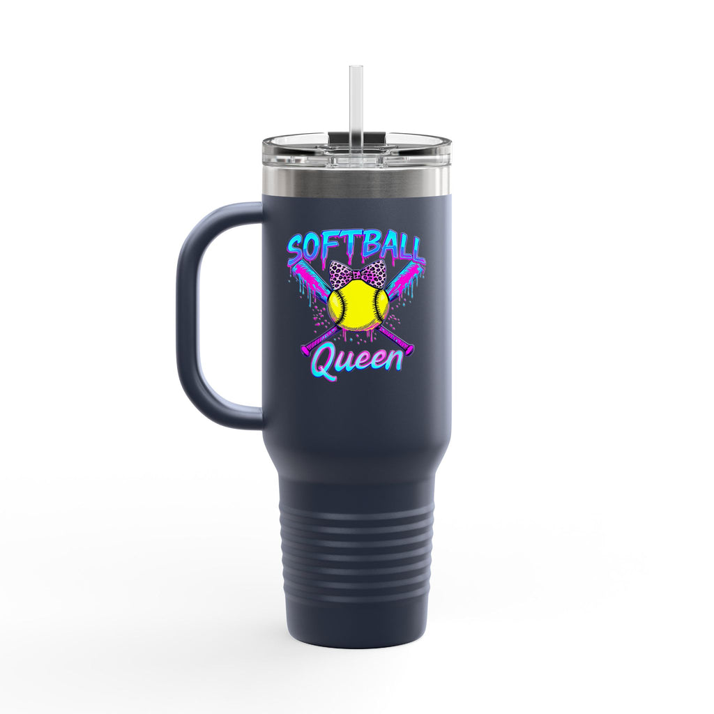 "Softball Queen 40oz Insulated Tumbler - Travel Mug for Moms & Fans"