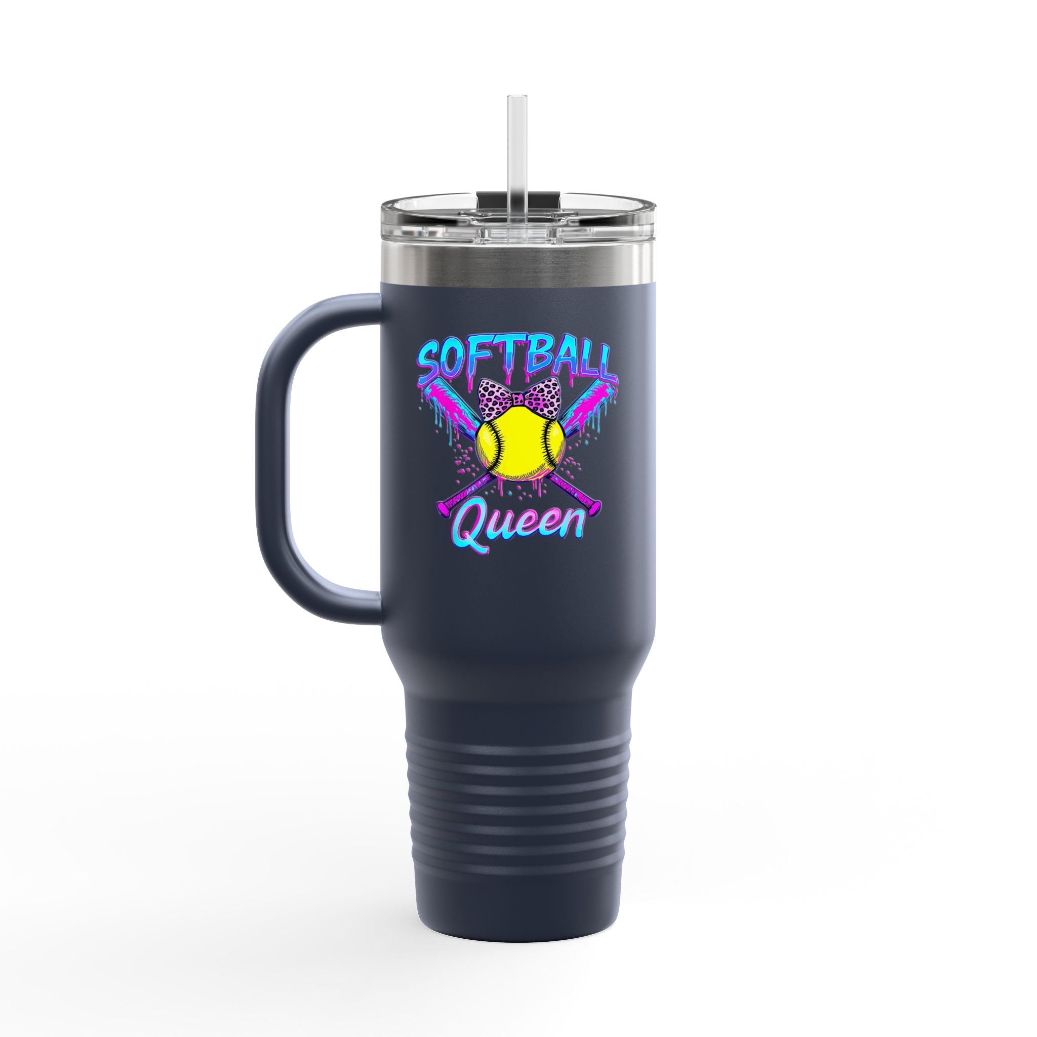 "Softball Queen 40oz Insulated Tumbler - Travel Mug for Moms & Fans"