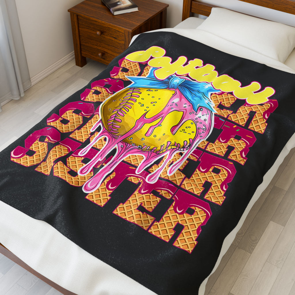 "Softball Sister" Blanket - Velveteen Plush Throw Gift for Siblings"