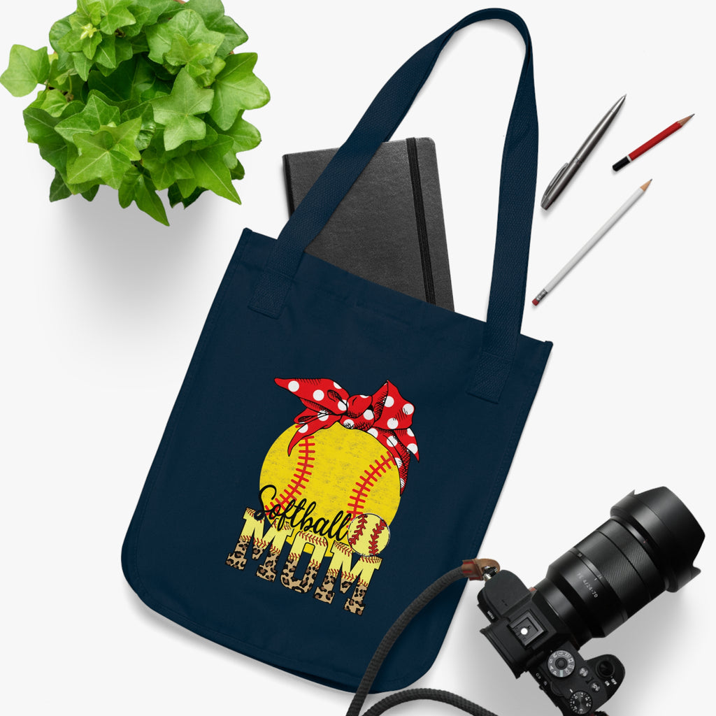 Softball Mom Tote Bag - Bandana Polka Dot Design | Organic Cotton Softball Bag