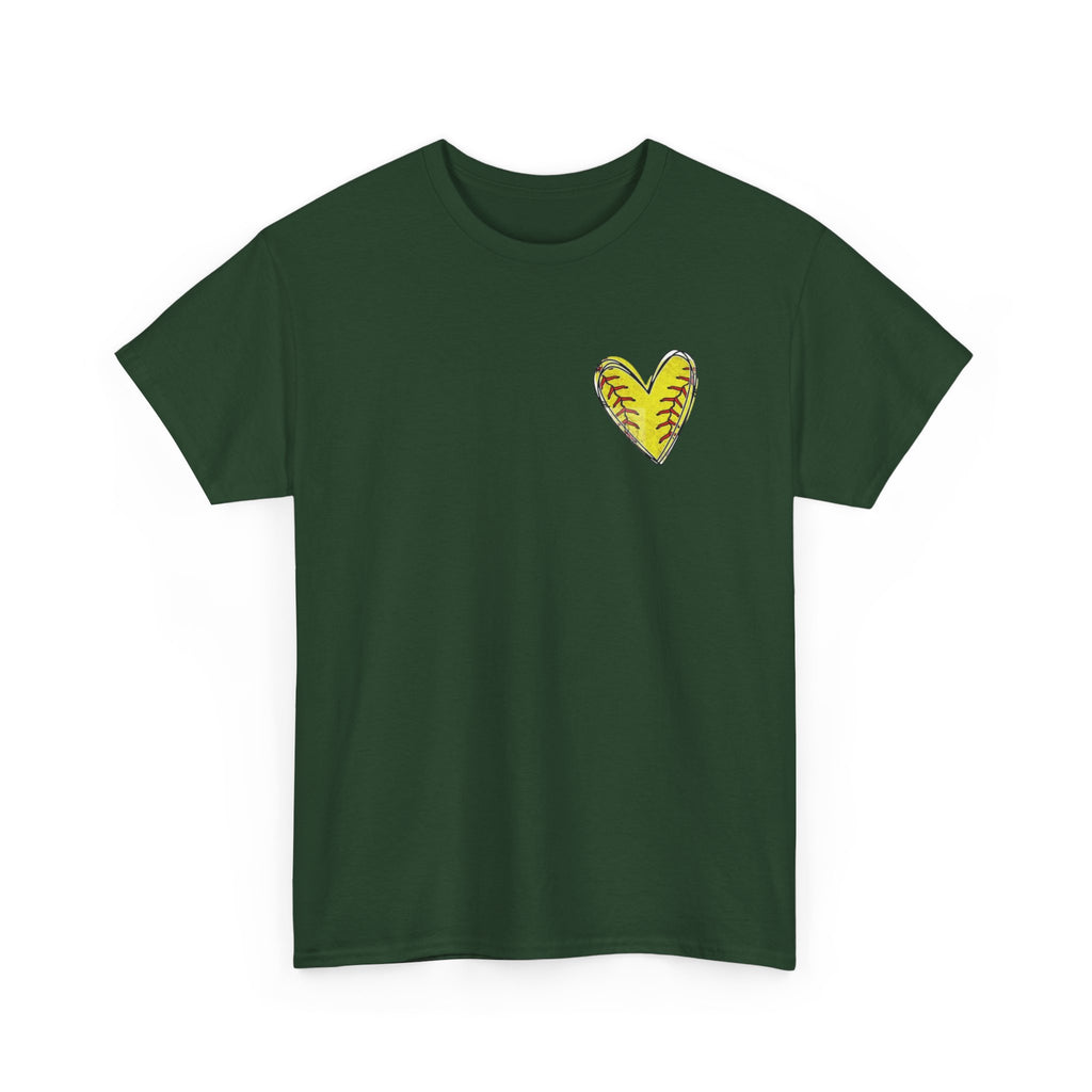 Softball Mom Shirt - Yellow Heart Bandana Graphic Tee | Game Day Mom Gift
