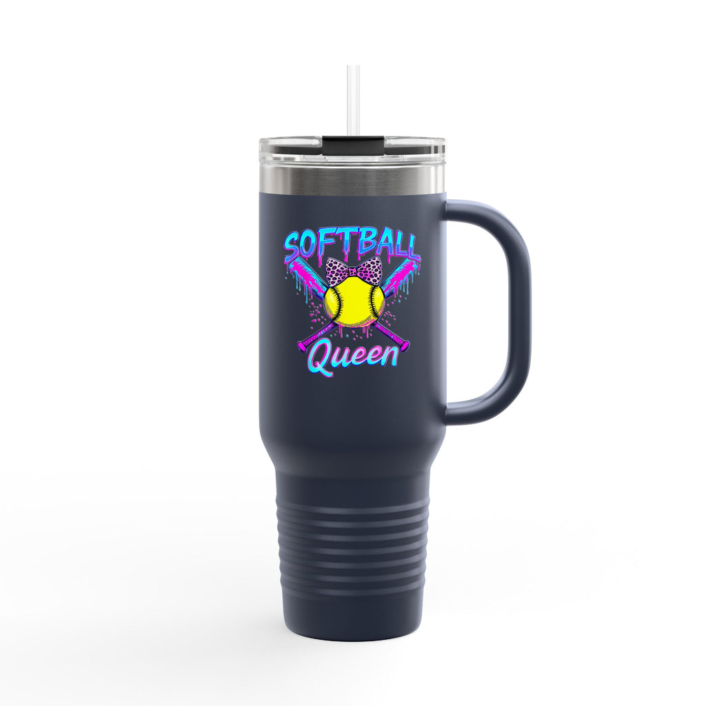 "Softball Queen 40oz Insulated Tumbler - Travel Mug for Moms & Fans"