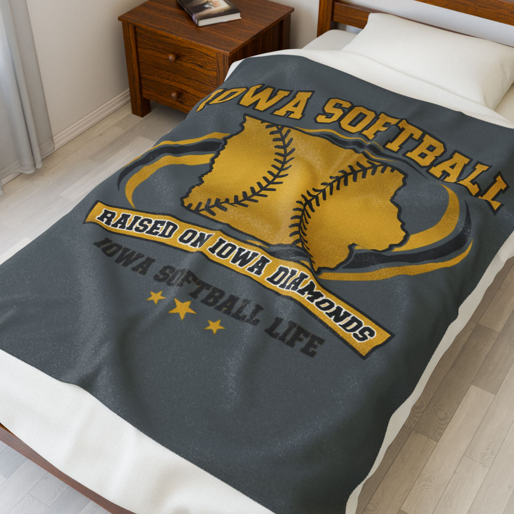 Iowa Softball Blanket - Velveteen Plush Throw | Cozy Iowa Softball Gift