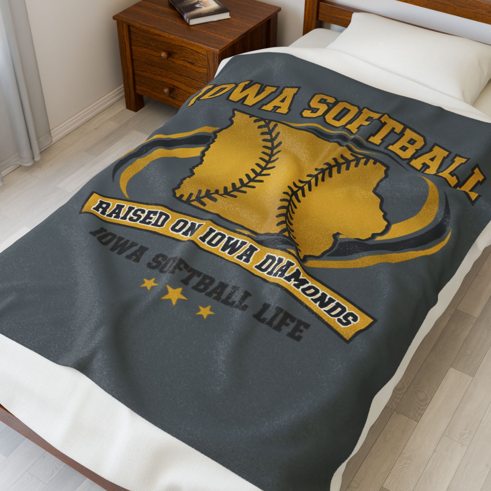 Iowa Softball Blanket - Velveteen Plush Throw | Cozy Iowa Softball Gift