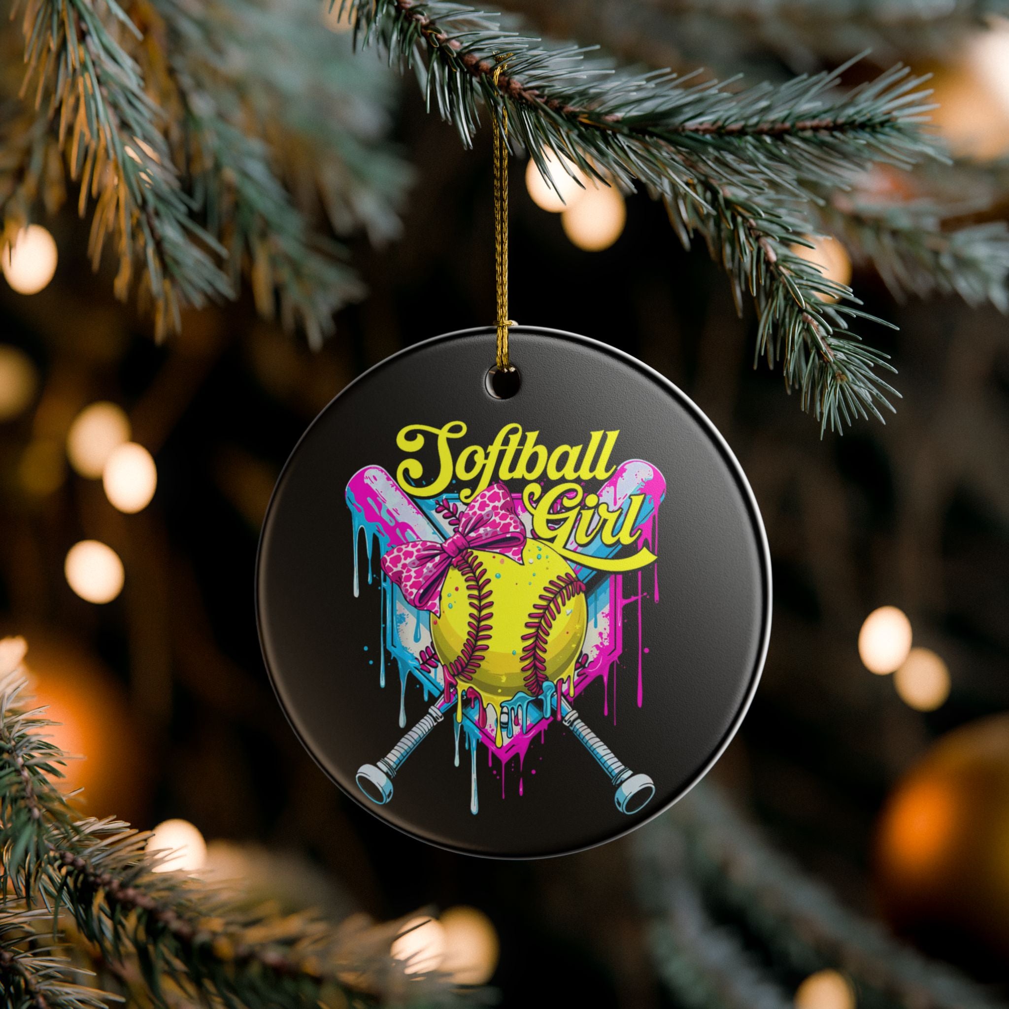 "Softball Girl" - Ceramic Ornament - Gift for Softball Players - Holiday Keepsake