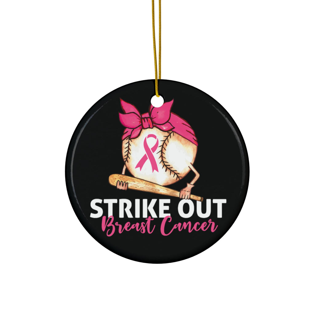 Strike Out Breast Cancer Ornament - Pink Ribbon Keepsake | Proceeds Support NBCF