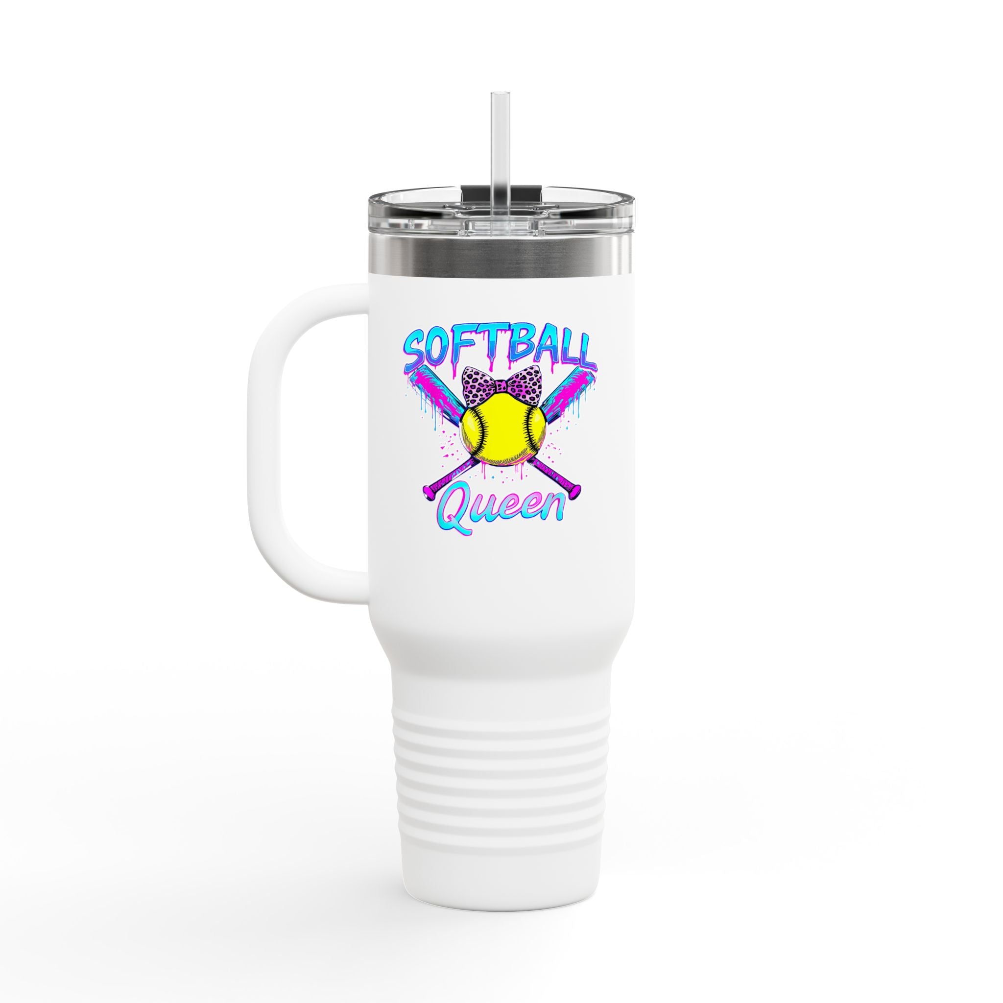 "Softball Queen 40oz Insulated Tumbler - Travel Mug for Moms & Fans"