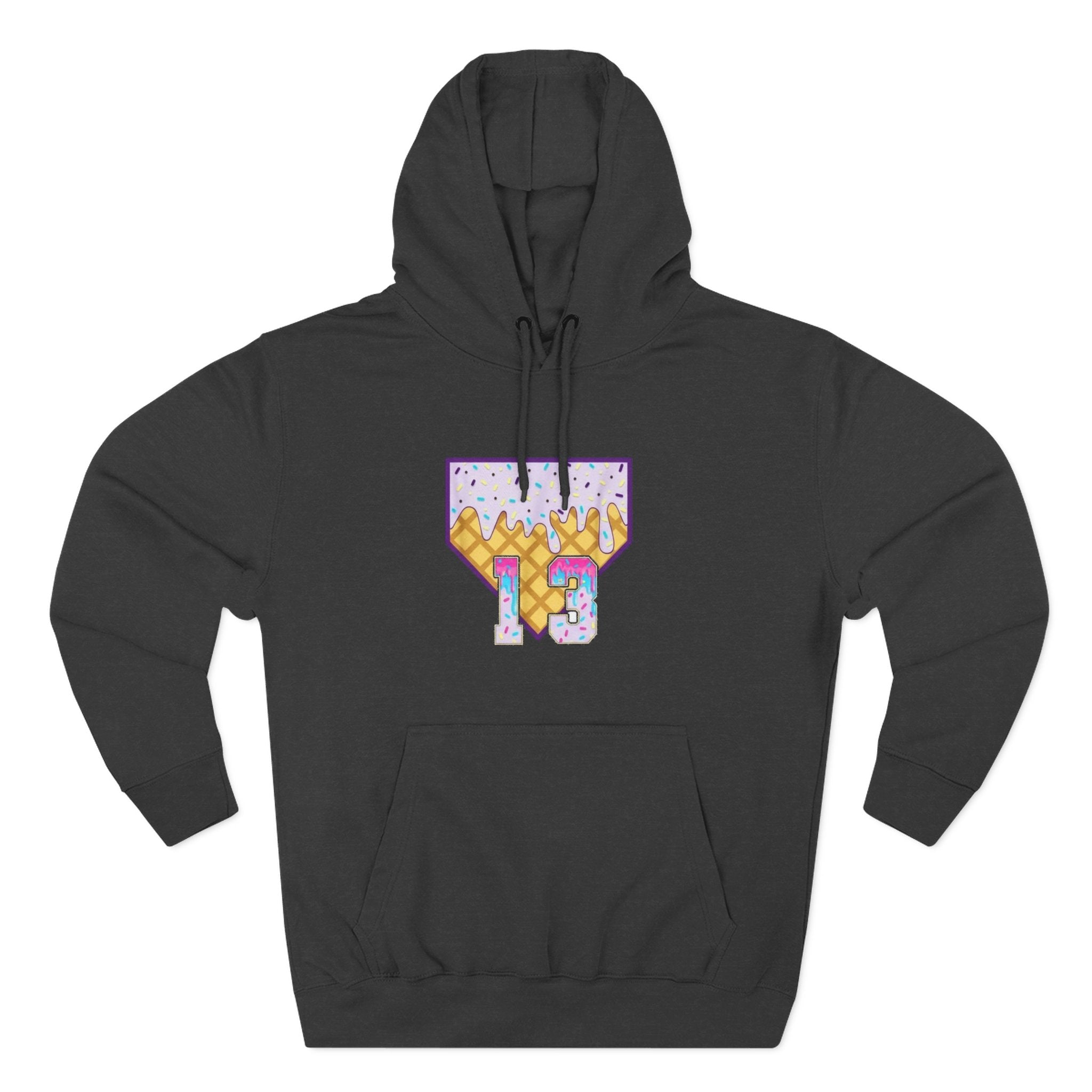 Playful Ice Cream drip numbered Fleece Hoodie - Fun Cozy Gift | Field of Dreams Sports / add your players number