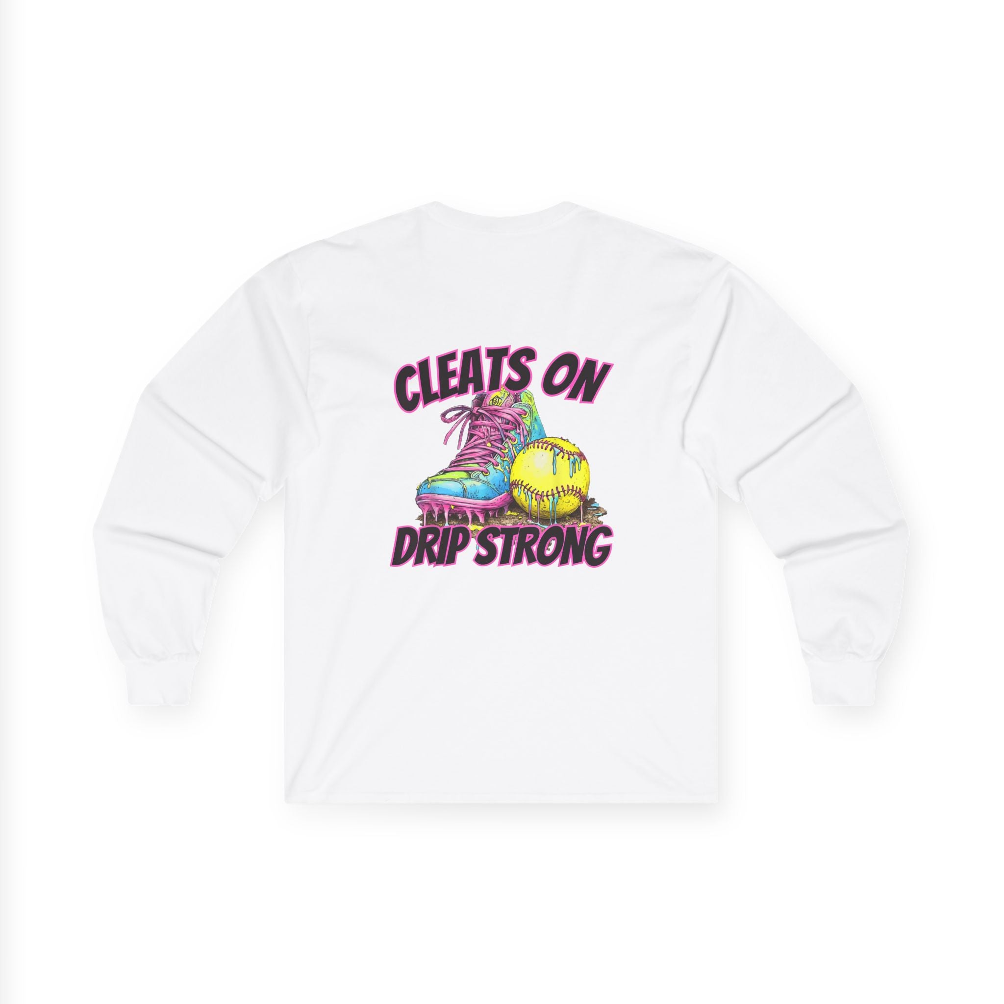 Cleats On Drip Strong Long Sleeve Tee - Softball Shirt