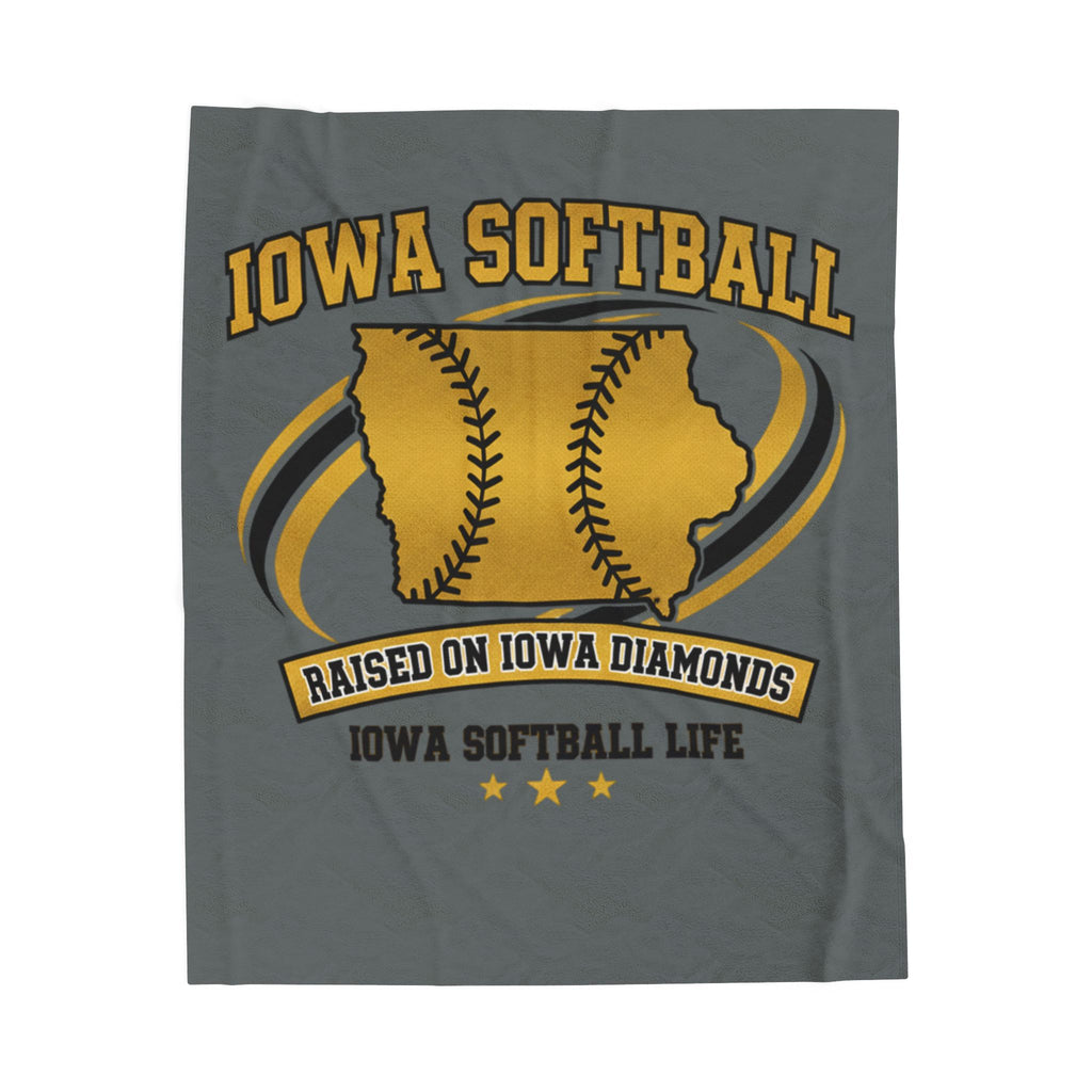 Iowa Softball Blanket - Velveteen Plush Throw | Cozy Iowa Softball Gift