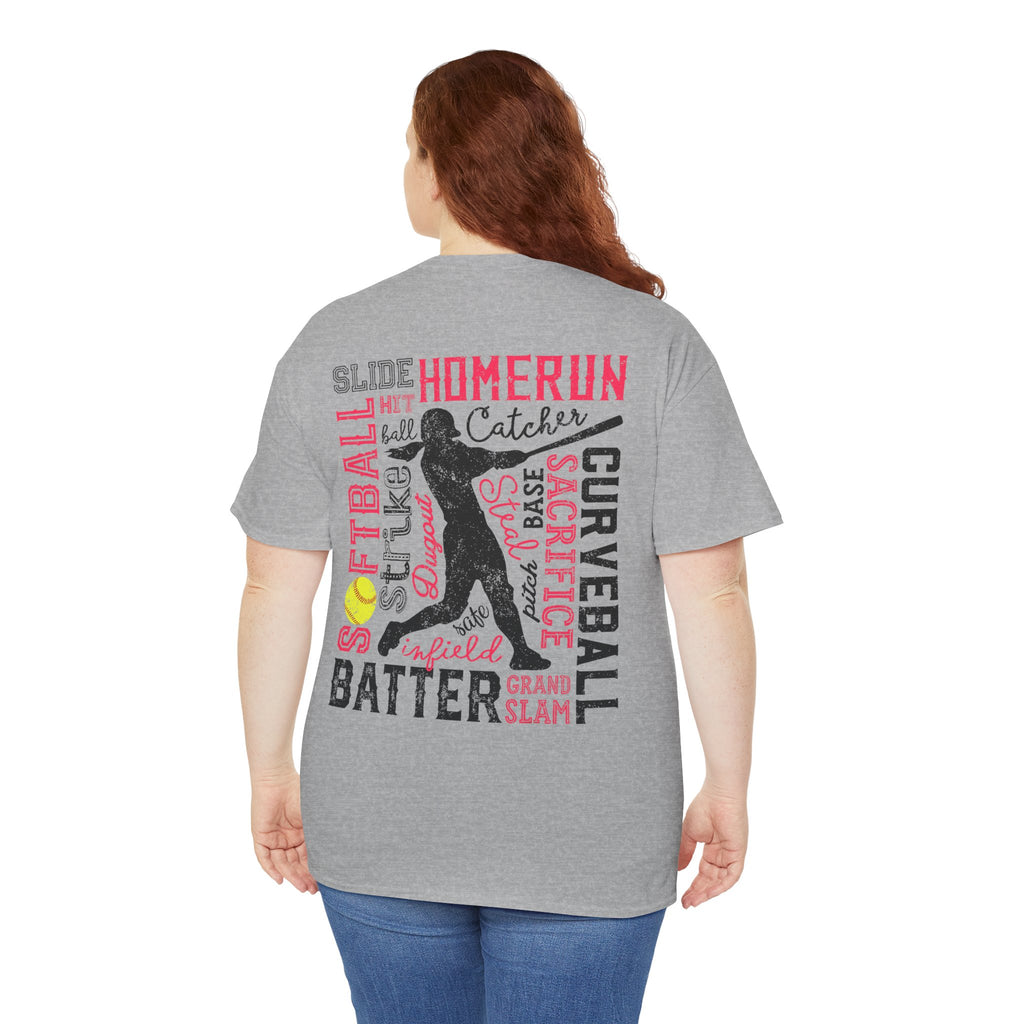 Softball Typography Tee - Word Collage Design | Softball Player Shirt