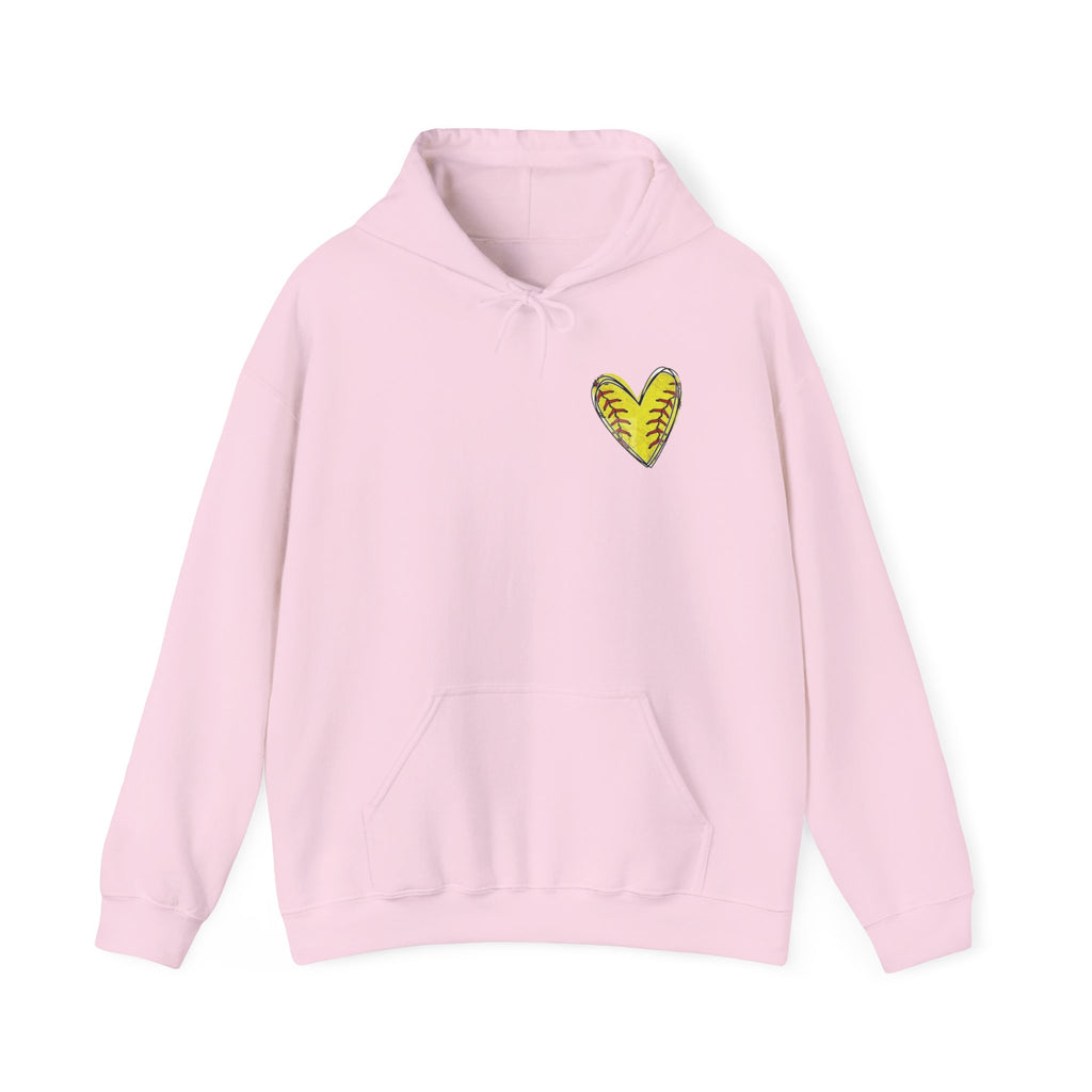 Softball Mom Hoodie - Bandana Heart Design | Rosy Pink Softball Sweatshirt