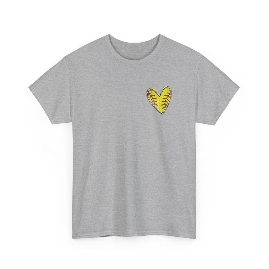Softball Mom Shirt - Yellow Heart Bandana Graphic Tee | Game Day Mom Gift