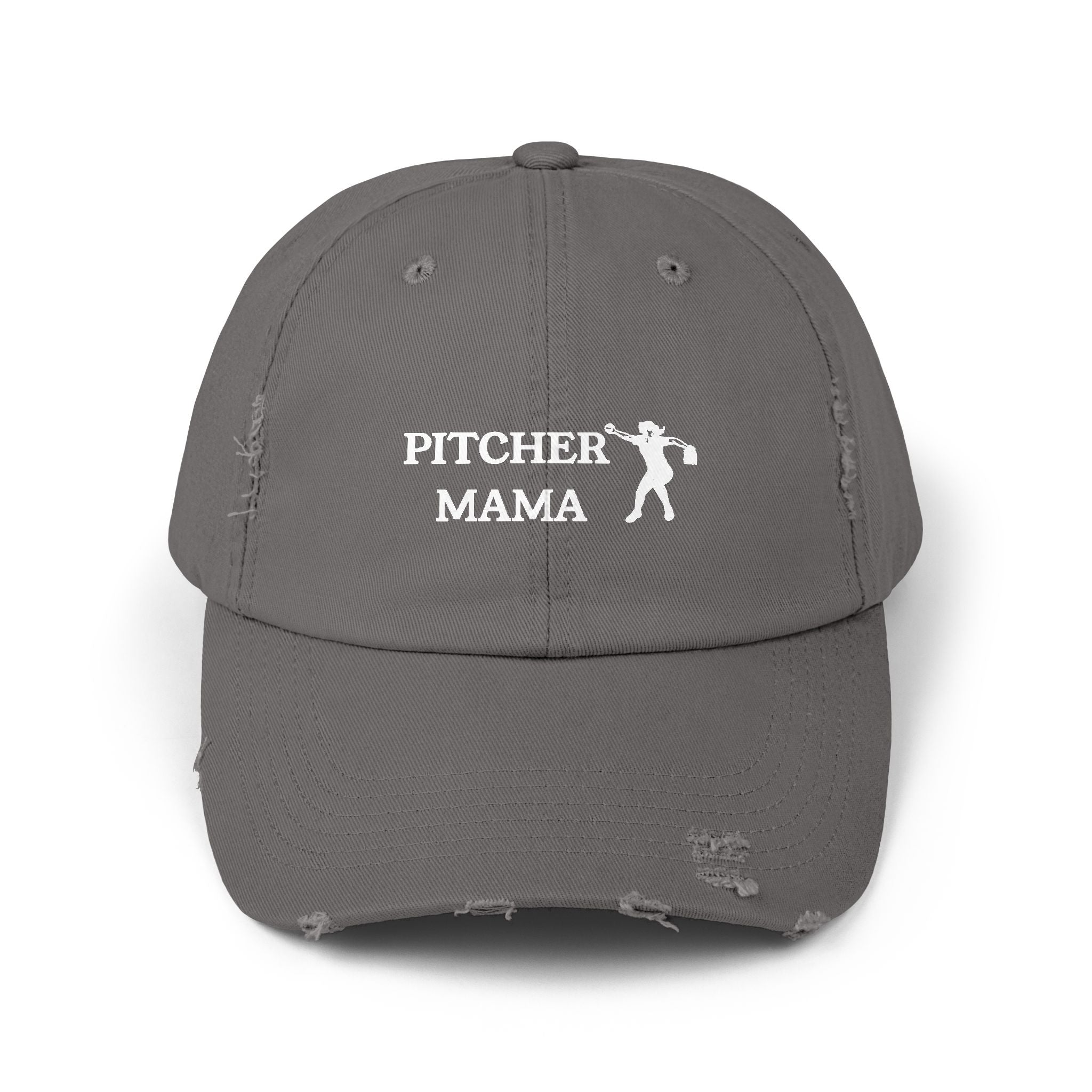 Unisex Distressed Baseball Cap- "PITCHER MAMA" - Perfect Gift for Softball Moms