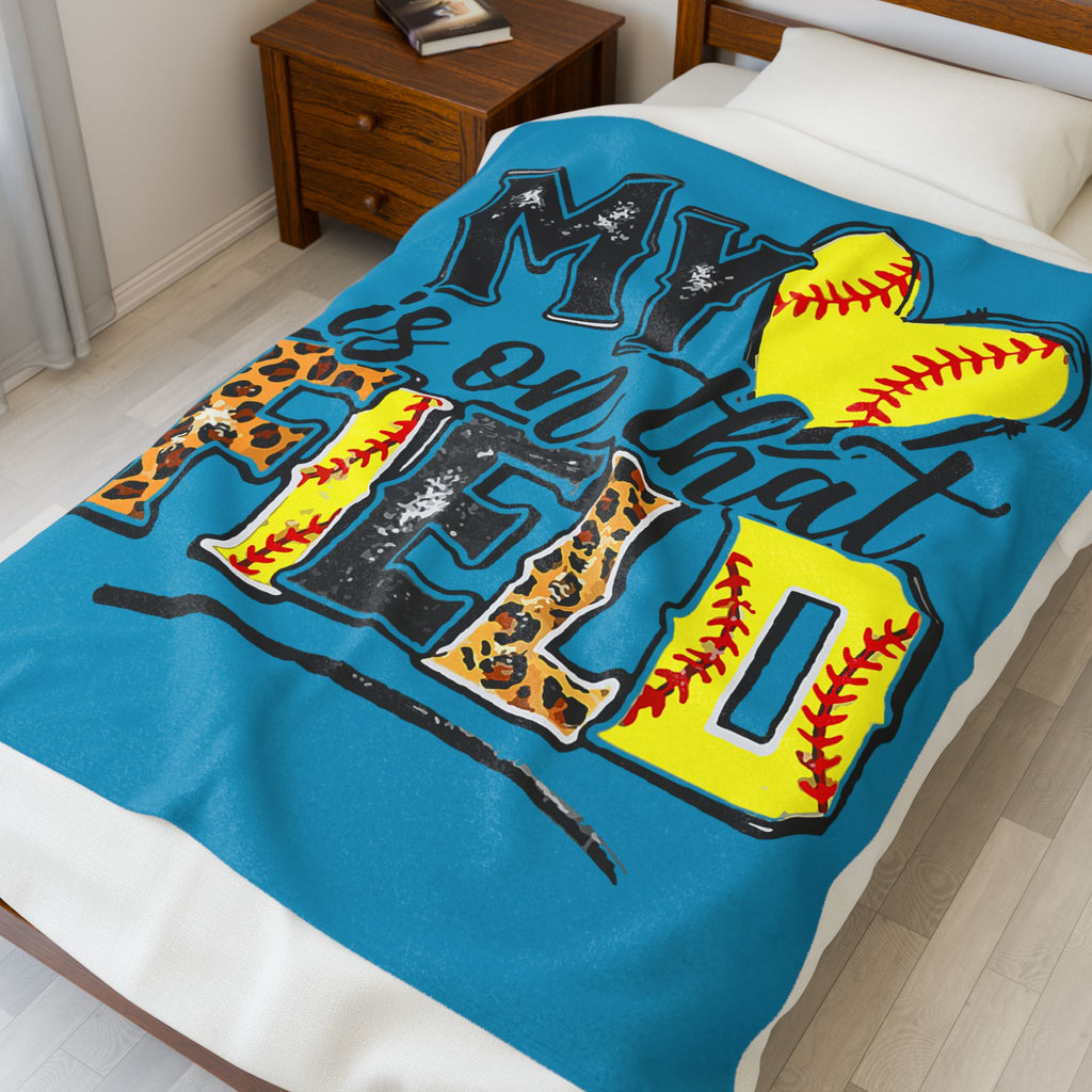My Heart is on That Field Baseball Blanket - Plush Throw for Baseball/Softball Moms