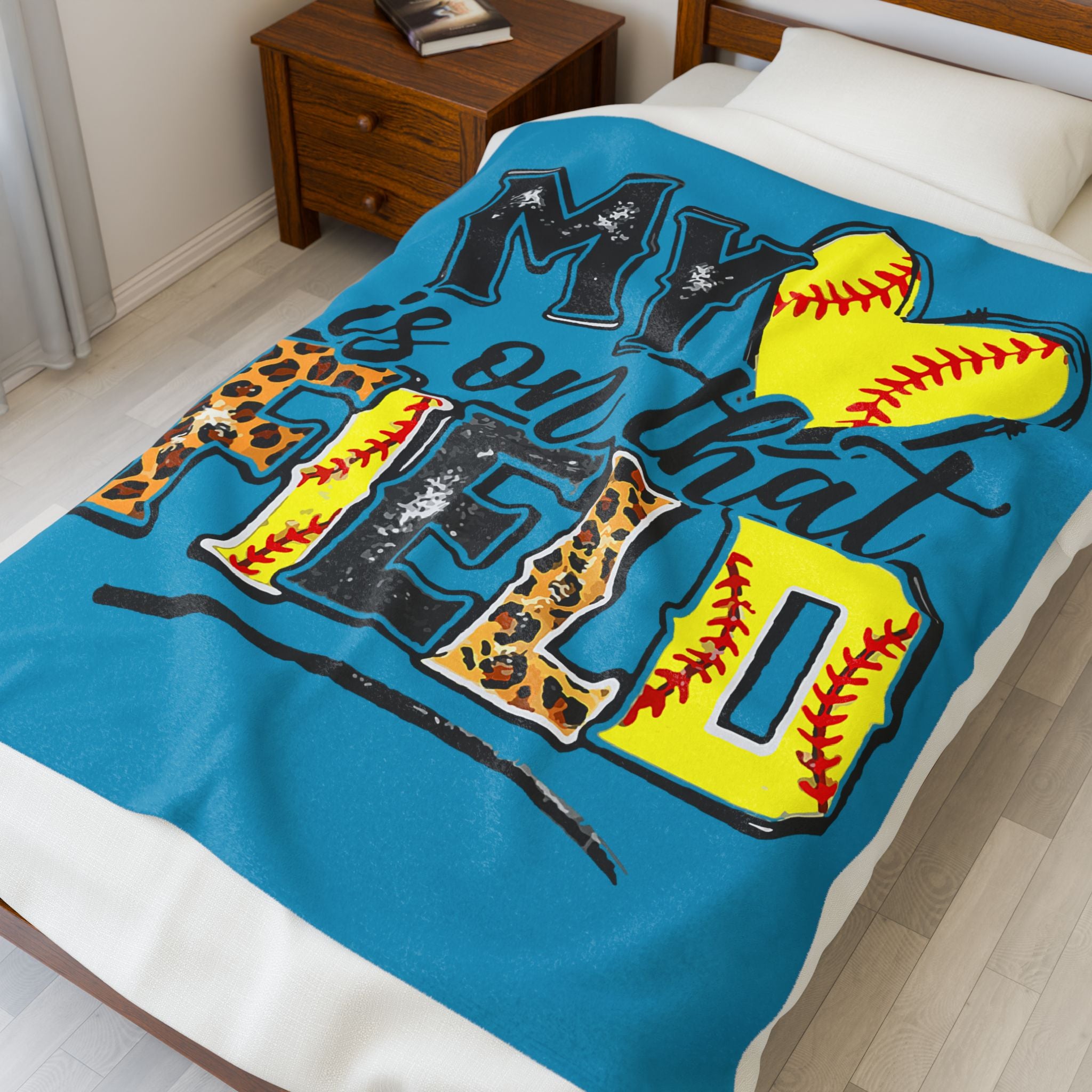 My Heart is on That Field Baseball Blanket - Plush Throw for Baseball/Softball Moms
