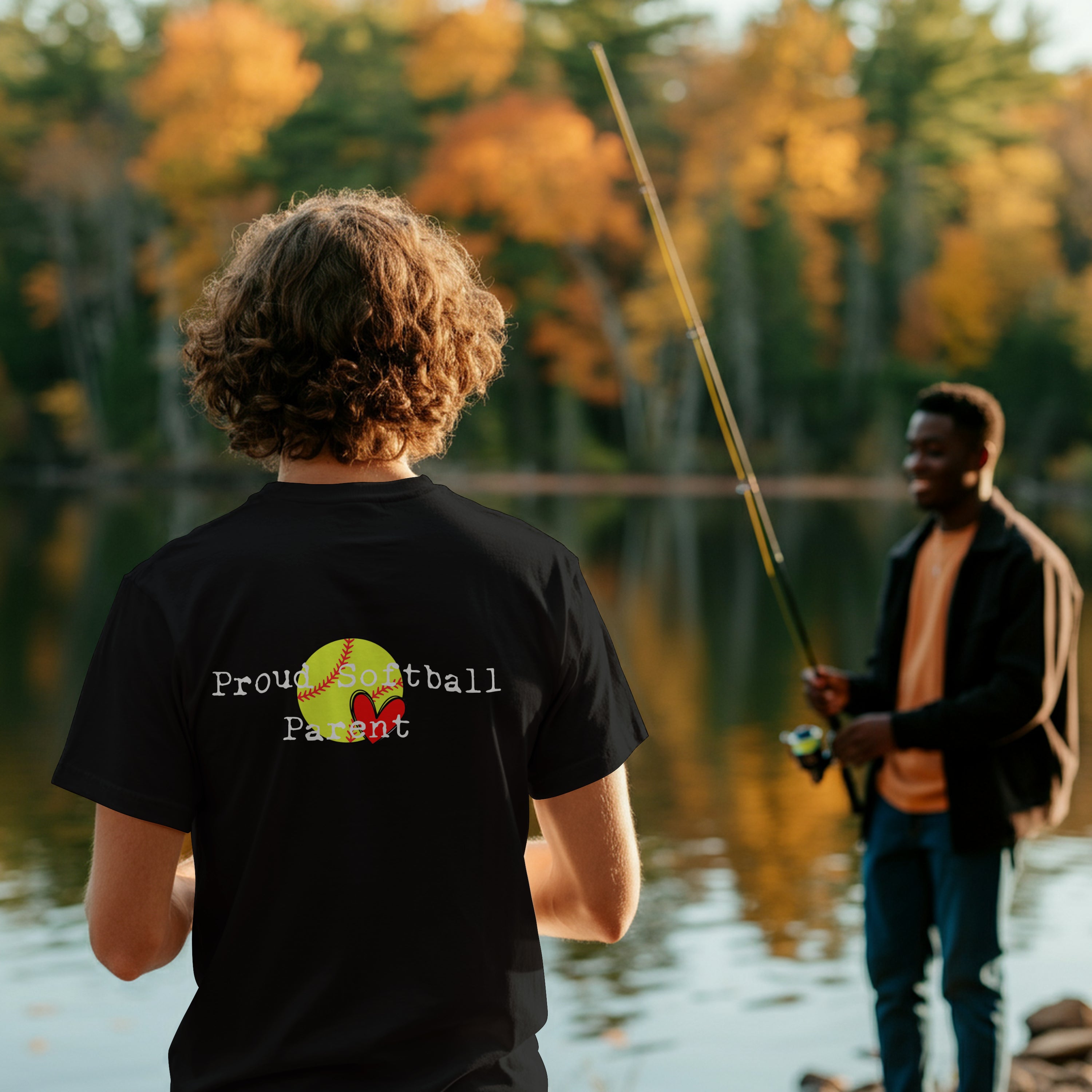 Proud Softball Parent Shirt - Heart & Ball Graphic Tee for Moms & Dads