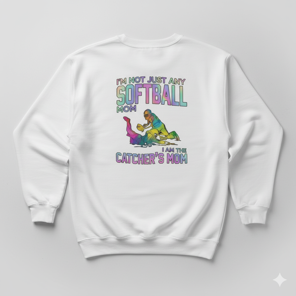 Catcher Mom Softball Sweatshirt - Women's Graphic Fastpitch Gift