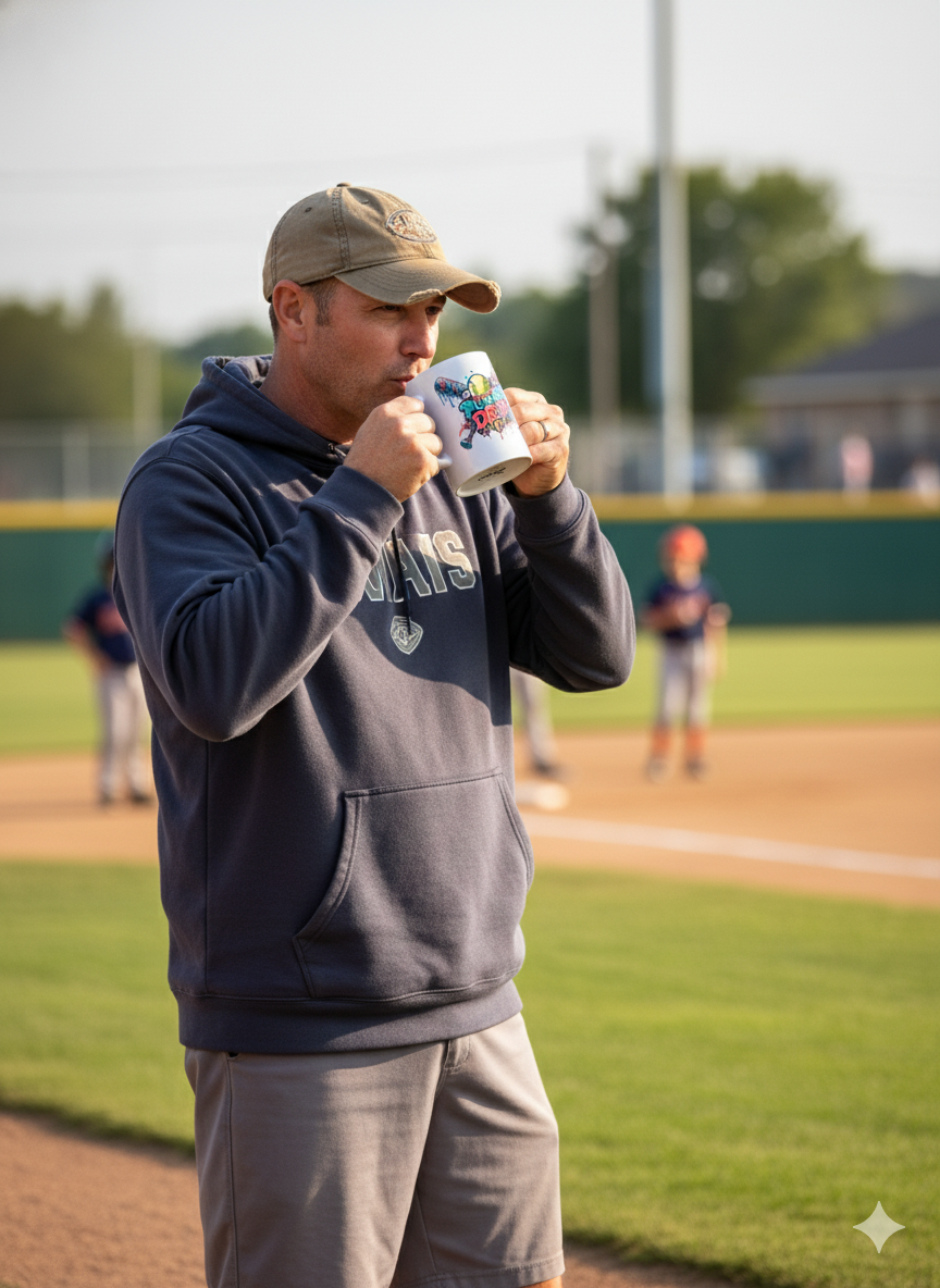On A Power Drip Softball Baseball Mug - 15oz Street Art Coffee Cup