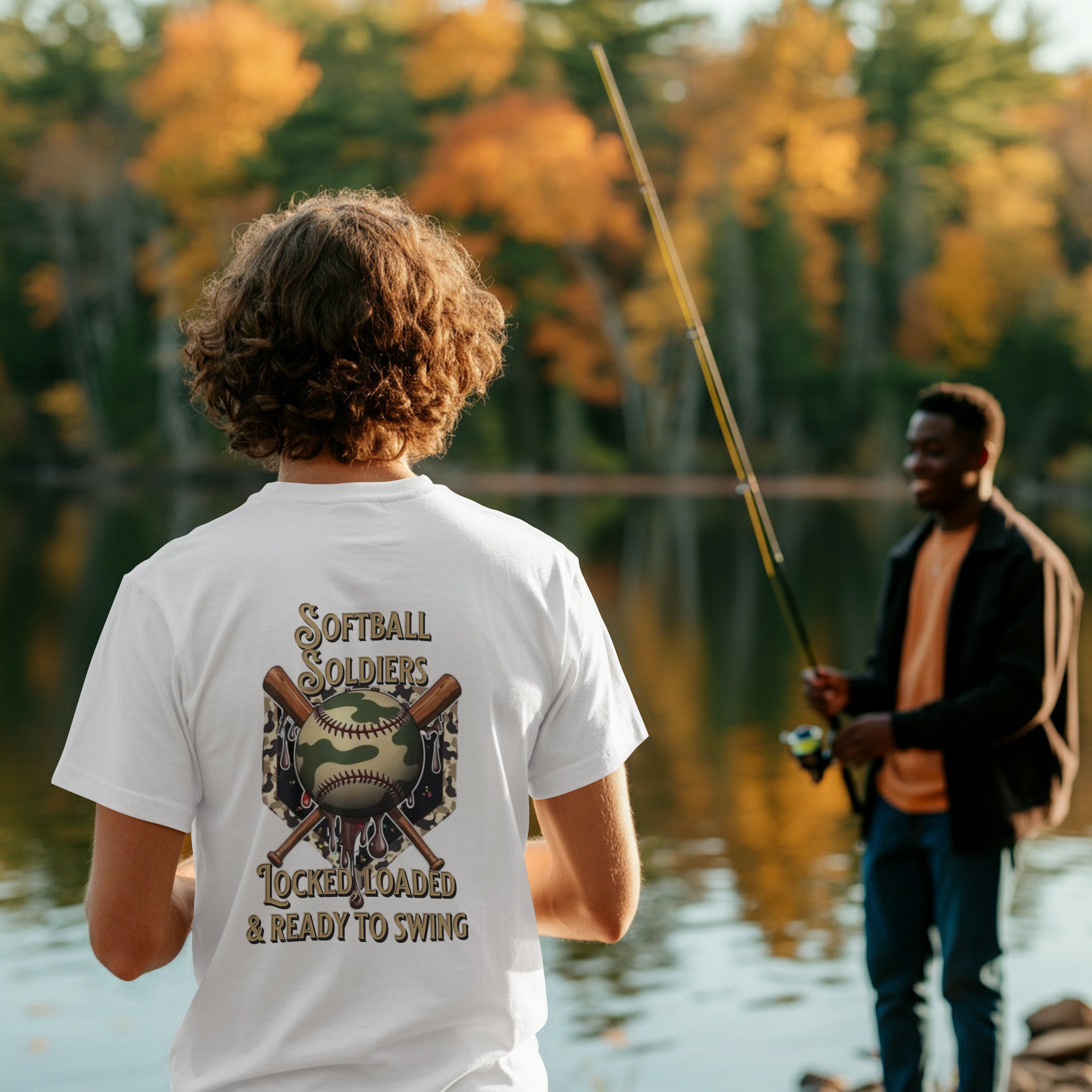 Custom Softball Girl Camo Logo Black T-Shirt - Personalized Team Spirit