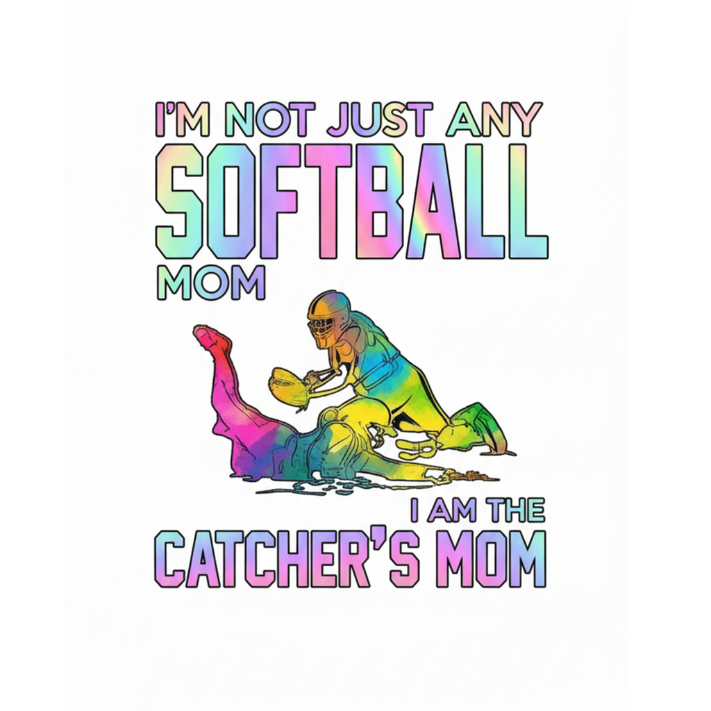 Softball T-Shirt "CATCHER MOM" Women's Graphic Tee Sport Gift Fastpitch
