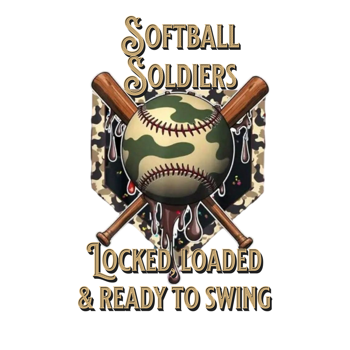 Custom Softball Girl Camo Logo Black T-Shirt - Personalized Team Spirit