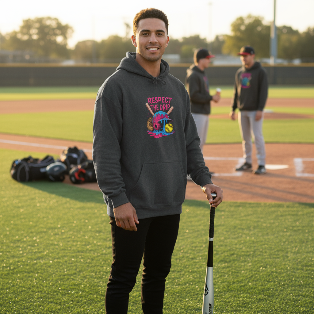 Athlete at field wearing hoodie