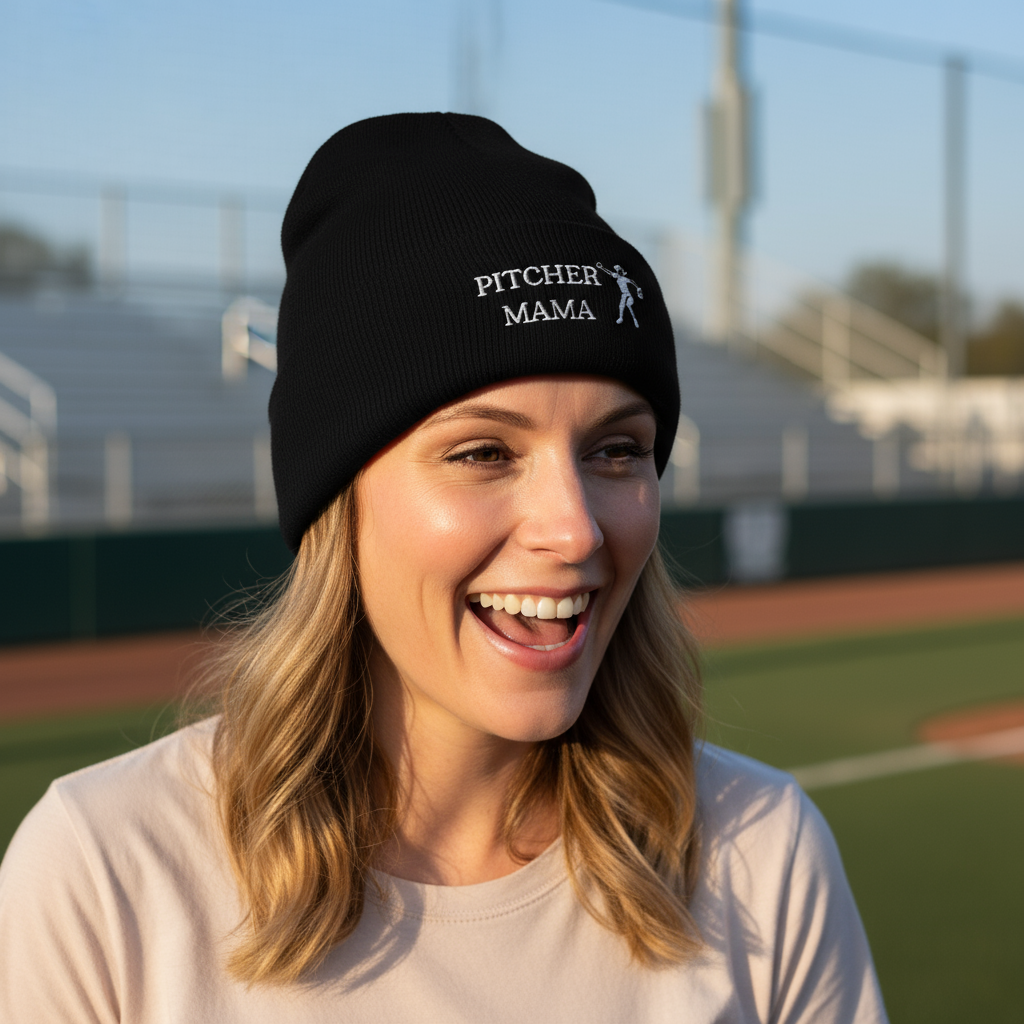 Close-Up of Woman in Pitcher Mama Beanie
