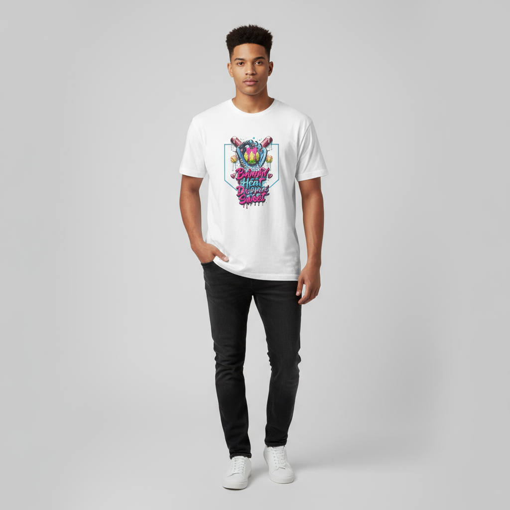 Model wearing t-shirt