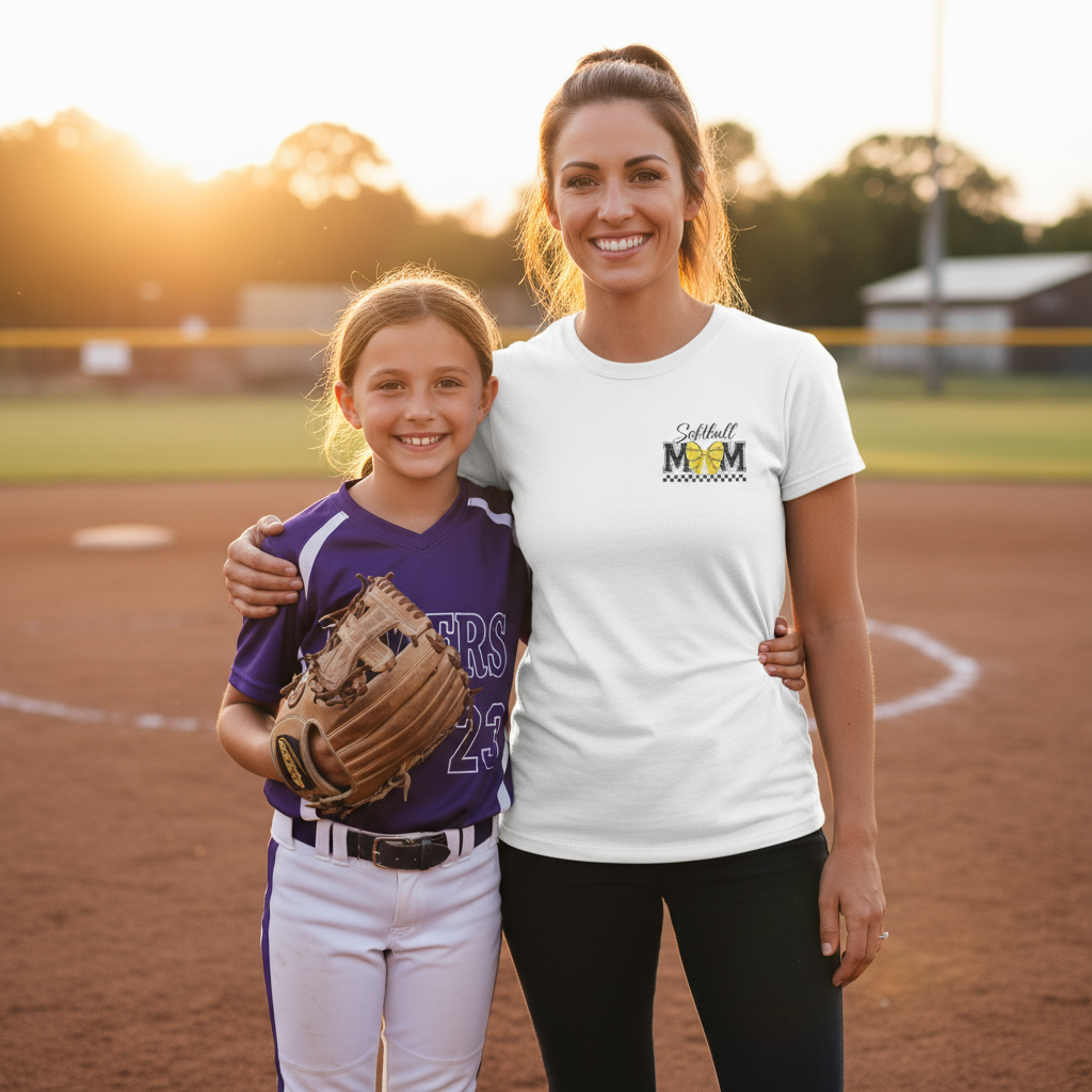 Mom and daughter together at softball field