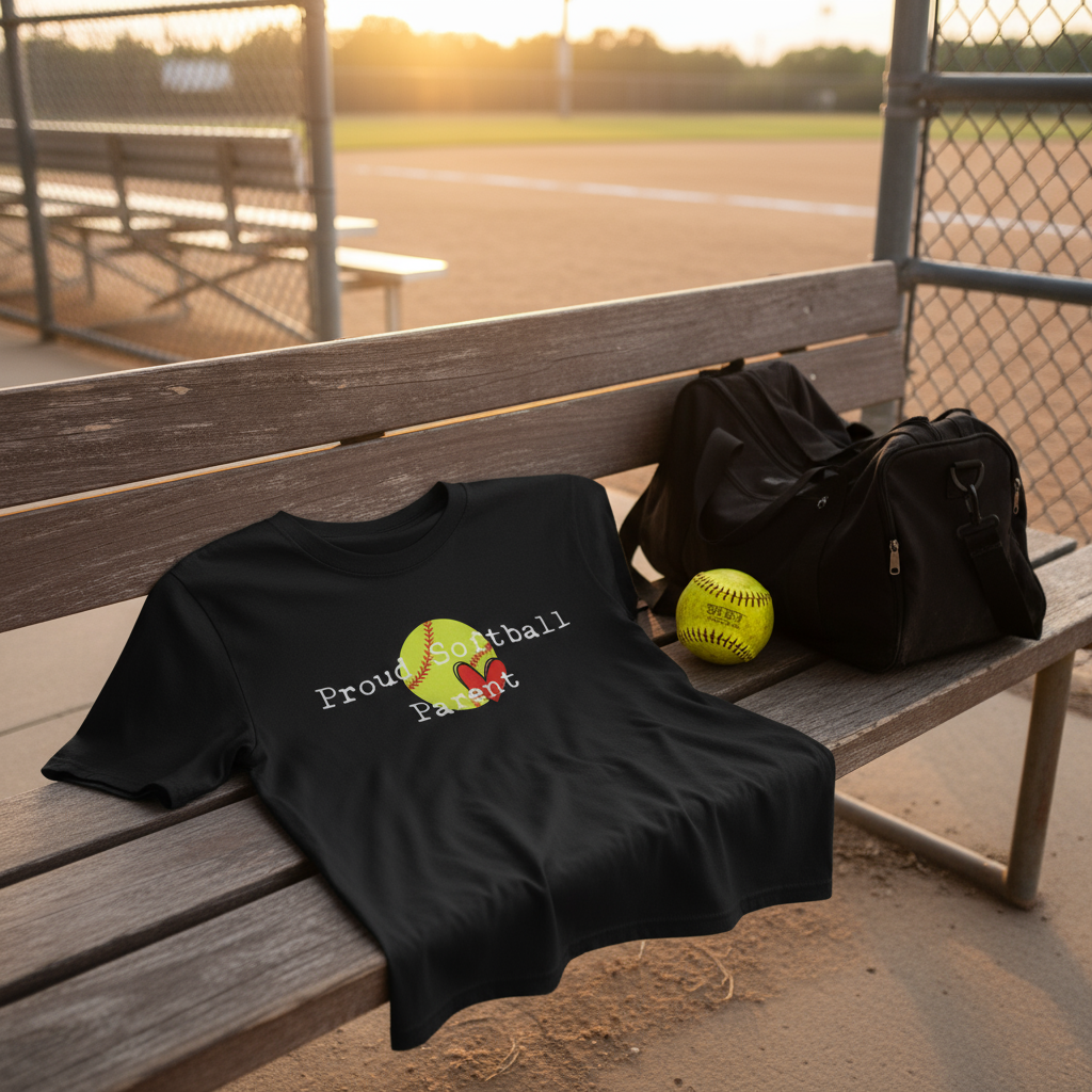 Proud Softball Parent T-Shirt in Heartwarming Sports Setting
