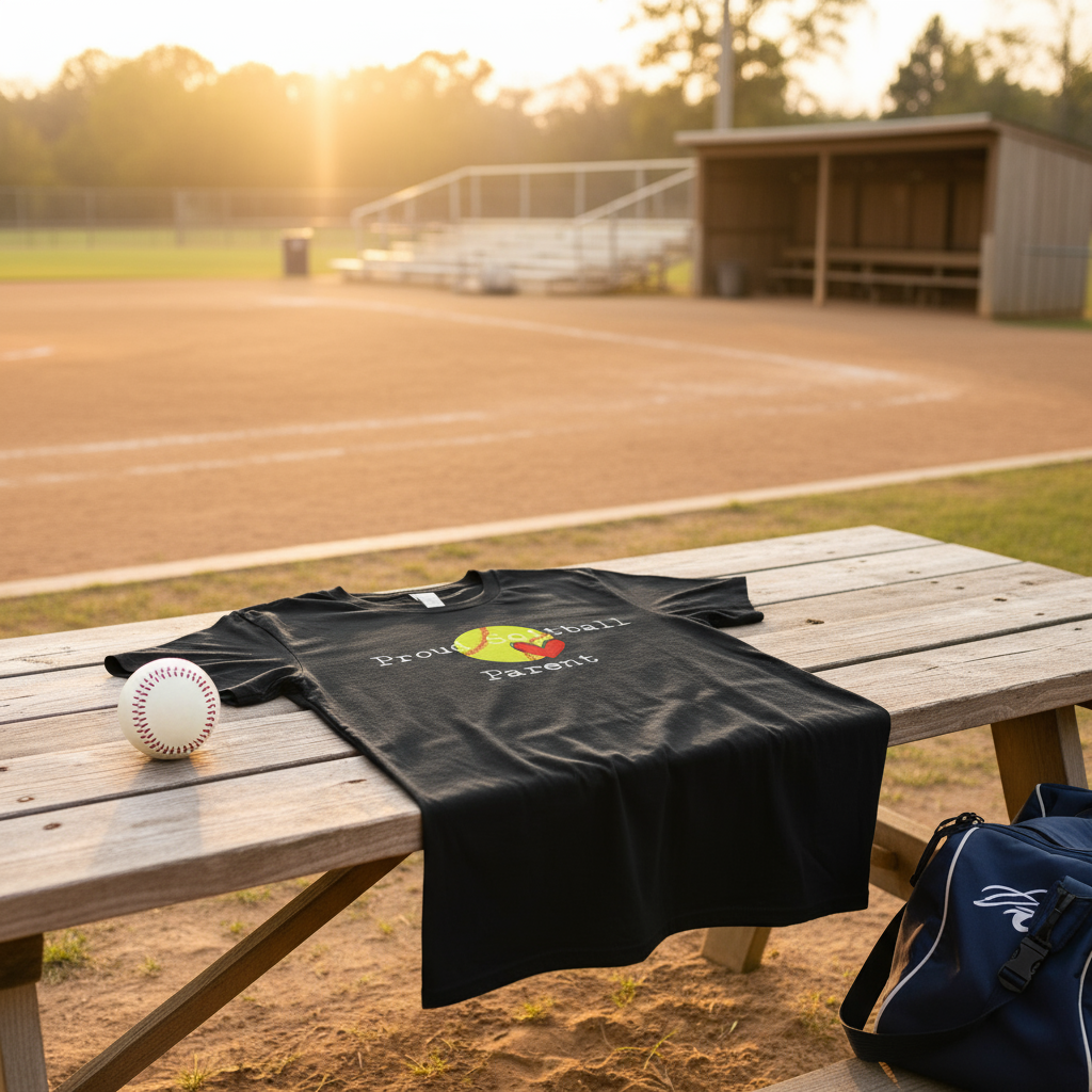 Proud Softball Parent T-Shirt in Heartwarming Sports Setting