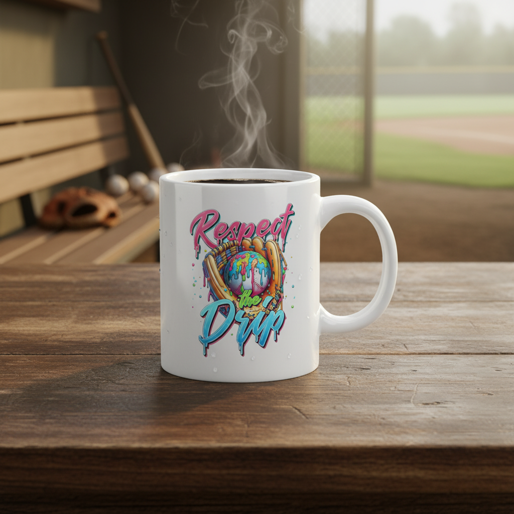 "RESPECT the Drip" Baseball/Softball Fan Mug in Professional Setting