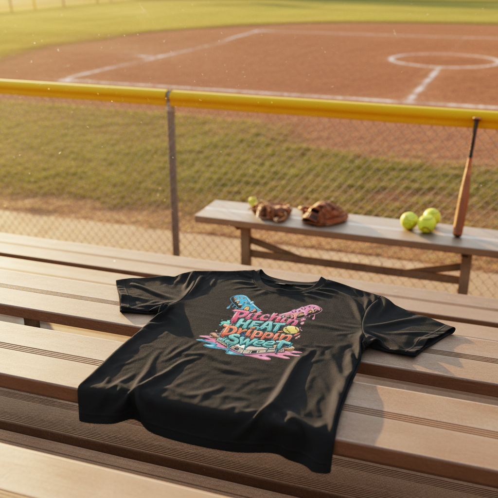 Softball Player Gift Graphic T-Shirt in Sports Setting