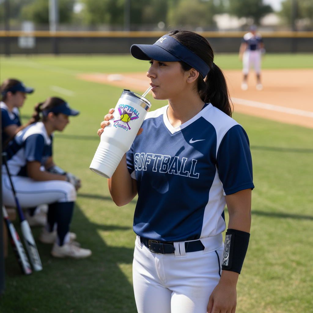 Softball Queen travel mug - at softball game