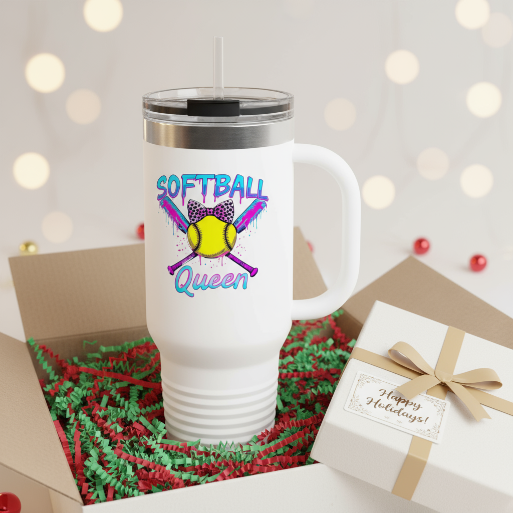 Softball Queen travel mug - holiday gift presentation