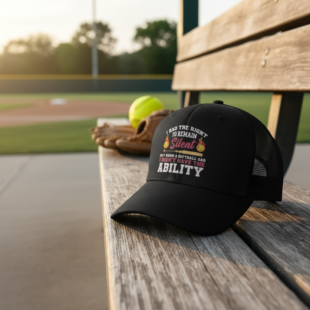 The 'No Silence' Softball Dad Hat in Professional Sports Setting
