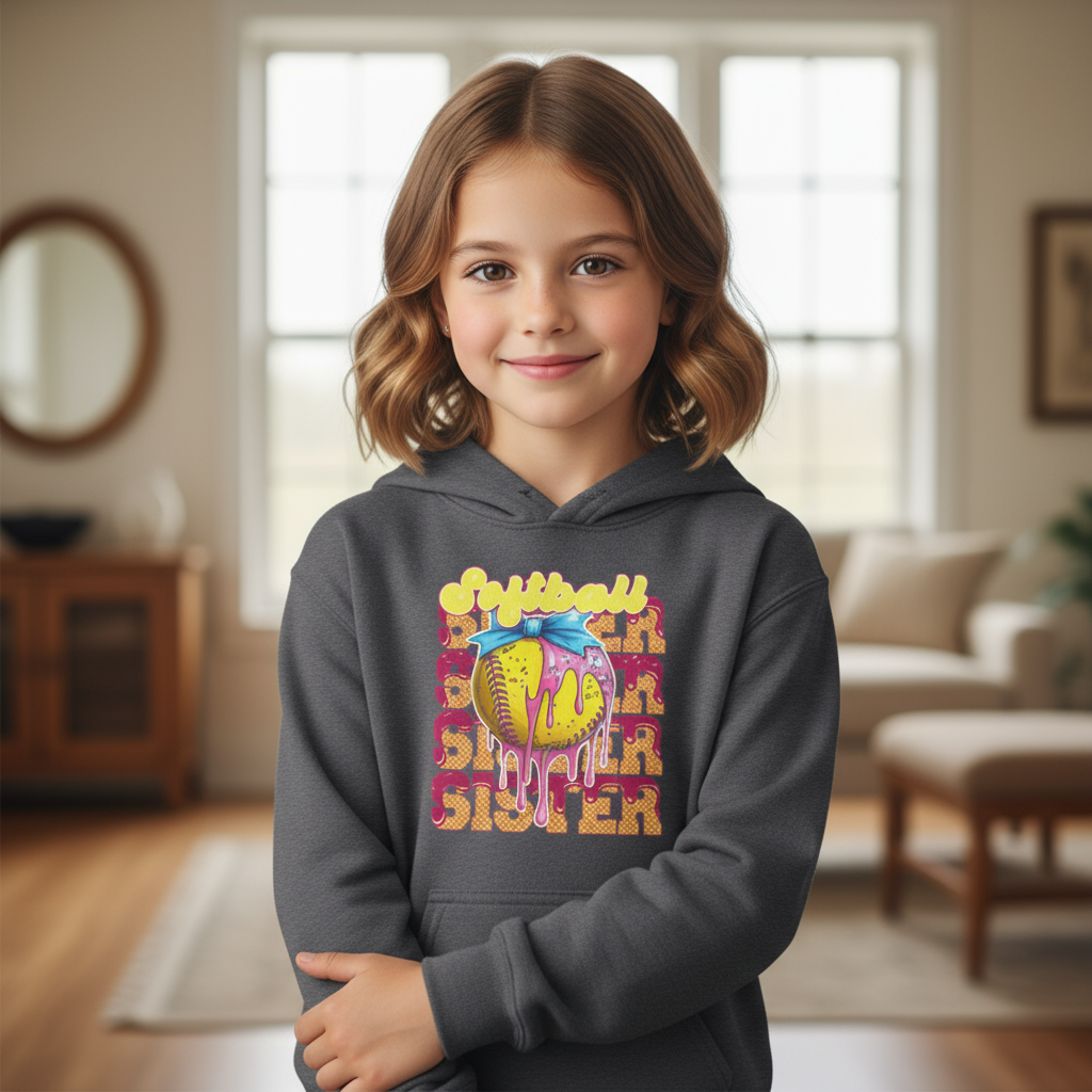 Youth girl wearing hoodie - portrait style